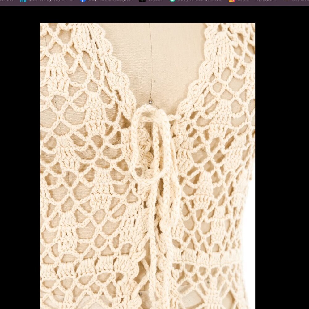 Vintage cream Crochet MAXI Dress ARCADE VINTAGE $148 - Picture 5 of 6